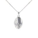 Silver Patterned Oval Locket And Chain 20" By Icesia