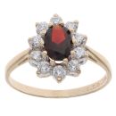 9ct Yellow Gold Cubic Zirconia and Garnet Cluster Ring