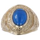 9ct Yellow Gold Blue Cabochon College Ring
