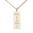 9ct Yellow Gold Ingot Pendant And Curb Chain 26"