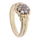 9ct Yellow Gold Floral Tanzanite Cluster Ring