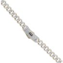 14ct Yellow Gold Monaco Curb Classic Cubic Zirconia Pave Lock Chain 18"