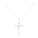 9ct Yellow And White Gold Plain Crucifix Pendant And Chain 18"