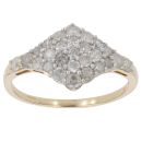 9ct Yellow Gold 1.00ct Brilliant Cut Diamond Cluster Ring