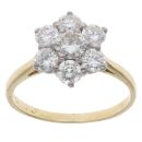 18ct Yellow Gold 1.35ct Brilliant Cut Diamond Cluster Ring
