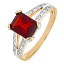 9ct Yellow Gold Garnet and Diamond Ring