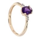 9ct Yellow Gold Created Amethyst and Diamond Ring
