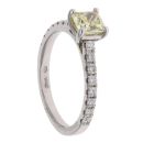 Platinum 0.85ct Princess Cut Yellow Diamond Solitaire Ring