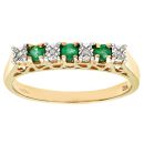9ct Yellow Gold Emerald and Diamond Eternity Ring
