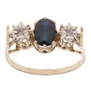 9ct Yellow Gold 0.05ct Diamond And Sapphire Ring