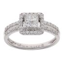 18ct White Gold 0.54ct Princess And Brilliant Cut Diamond Cluster Ring