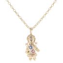 9ct Yellow Gold Multi Gemstone Ragdoll Pendant and Belcher Chain 28"
