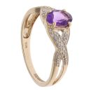 9ct Yellow And White Gold 0.05ct Diamond And Amethyst Ring