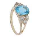 9ct Yellow Gold Blue Gemstone And Cubic Zirconia Ring