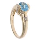 9ct Yellow Gold 0.05ct Diamond and Blue Topaz Ring