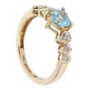 9ct Yellow Gold Created Blue Topaz Heart Dress Ring
