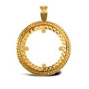 9ct Yellow Gold Half Sovereign Pendant Mount - Rope Edge