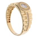 14ct Yellow Gold Cubic Zirconia Fancy Signet Ring
