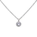 925 Sterling Silver Cubic Zirconia Solitaire Pendant And Chain 18"
