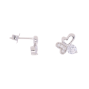 Silver Cubic Zirconia Heart Stud Earrings by Icesia