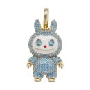 14ct Yellow Gold Light Blue Gemstone Bunny Pendant