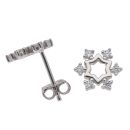 Silver Cubic Zirconia Snowflake Stud Earrings by Icesia