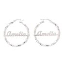 Silver Personalised Nameplate Creole Earrings