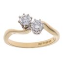 18ct Yellow Gold Brilliant Cut 0.50ct Diamond Two Stone Twist Ring