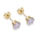 9ct yellow gold 5mm lilac CZ stud Earrings