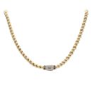 14ct Yellow Gold Monaco Classic Cubic Zirconia Pave Lock Loop Fancy Chain 20"
