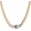 14ct Yellow Gold Monaco Classic Pave Lock Curb Chain 20"