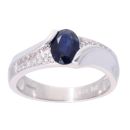 9ct White Gold Sapphire And 0.09ct Diamond Ring