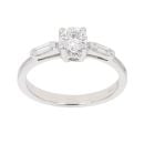 18ct White Gold 0.65ct Baguette And Brilliant Cut Diamond Solitaire Ring