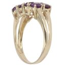 9ct Yellow Gold Amethyst Two Row Ring