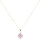 9ct Yellow Gold 0.03ct Diamond And Pink Sapphire Cluster Pendant And Chain 18"