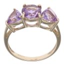 9ct Yellow Gold Three Stone Amethyst Ring