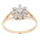 9ct Yellow Gold 0.20ct Brilliant Cut Diamond Cluster Ring