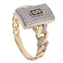 14ct Yellow Gold Monaco Classic Cubic Zirconia Pave Signet Ring