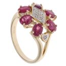 9ct Yellow Gold 0.05ct Diamond and Ruby Cluster Ring