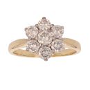18ct Yellow Gold 1.50ct Brilliant Cut Diamond Daisy Cluster Ring