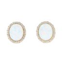 9ct Yellow Gold Created Opal And Cubic Zirconia Stud Earrings