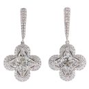 Platinum 2.83ct Star Pie Cut Diamond Drop Earrings