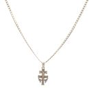 9ct Yellow White and Rose Gold Cherubs Crucifix Pendant and Chain 24"