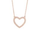 Rose Gold Plated Sterling Silver Open Heart Cubic Zirconia Necklace