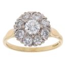 18ct Yellow Gold 1.50ct Diamond Cluster Ring