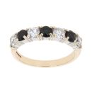 9ct Yellow Gold Sapphire And Cubic Zirconia Half Eternity Ring