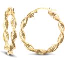 9ct Yellow Gold Barked Twist Earrings