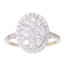 9ct Yellow Gold 1.00ct Diamond Cluster Ring