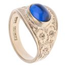 9ct Yellow Gold Blue Cabochon College Ring