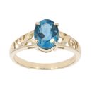 9ct Yellow Gold Blue Topaz Single Stone Ring